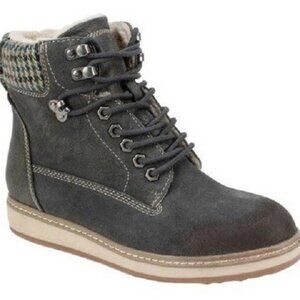 WHITE MOUNTAIN Women's Theo GENUINE LEATHER Lace Up Boots $39 Charcoal, NWT 6